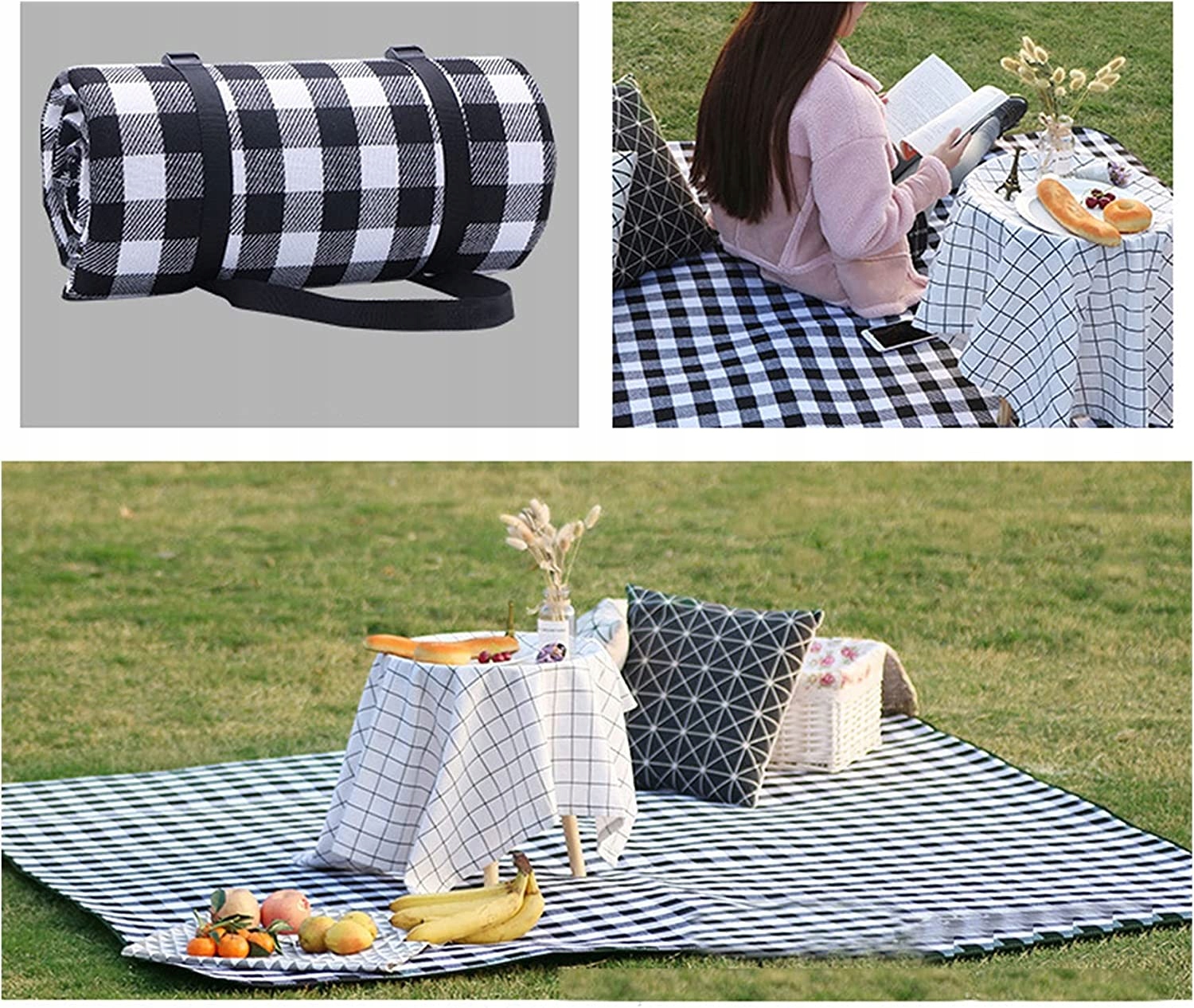 Pikniková deka károvaná v 2 farbách 200x150 H